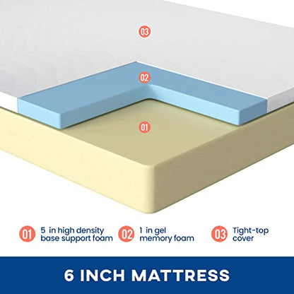 | 6 Inch Queen Mattress | Medium Firm | Gel Memory Foam | White, view 4