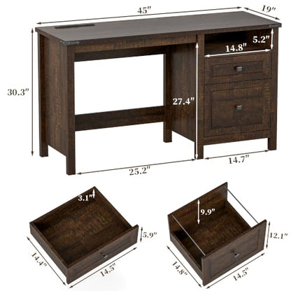 Farmhouse Executive Desk with Charging Station, view 3
