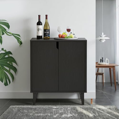 2 Door Kitchen Buffet Storage Cabinet Accent Console Table for Kitchen Dining Living Room Hallway Office (Black)