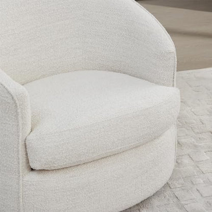 CHITA Barrel Swivel Accent Chair, FSC Wood Frame, Fully Assembled, Cream | Modern Armchair with FSC Certified Wood Frame, Living Room Chair for bedroom & office, 31.5"Dx32.3"Wx28.7"H, 350 Lbs Capacity