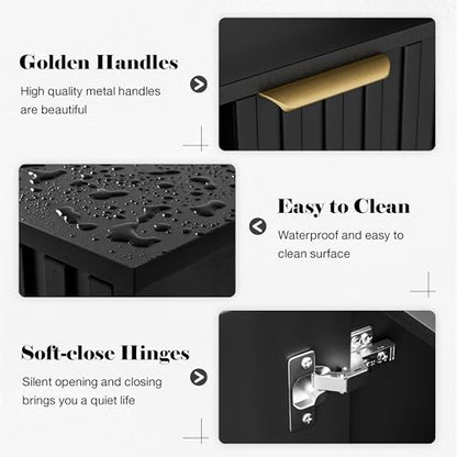 Fluted Storage Cabinet, Buffet Cabinet with Storage, view 7