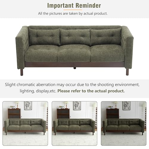 78" Linen Like Tufted Chaise Lounge, Modern Sofa with Solid Wooden Legs, view 8