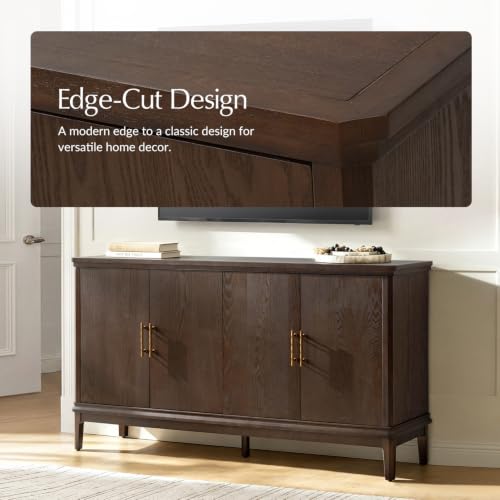 63“ Sideboard Buffet Cabinet with Storage, 4 Doors, Auburn, view 8