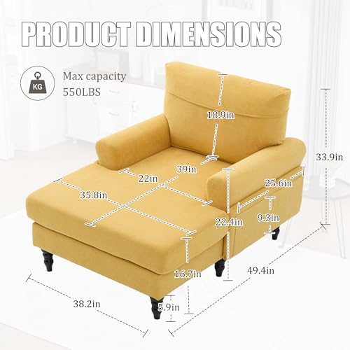 38" Modern Chaise Lounge Recliner Daybed Indoor, view 3