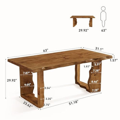Farmhouse 63" Live Edge Rustic Solid Wood Executive Desk, view 3