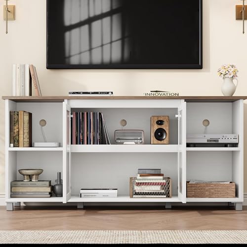 63 Inch TV Stand, Entertainment Center with Adjustable Shelves, view 6