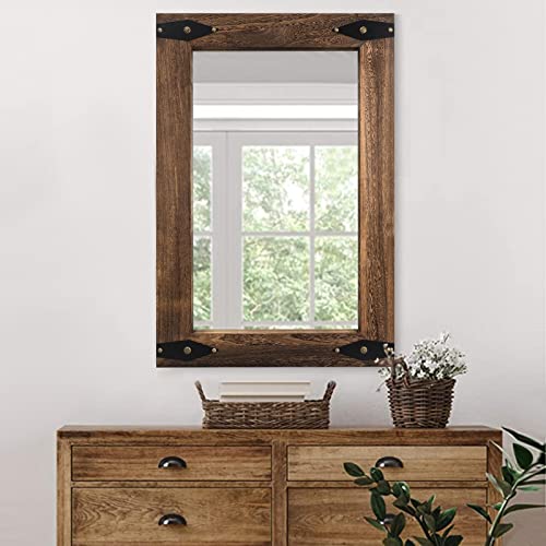 Rustic Wood Framed Mirror 26x40 Inch, Rectangular Bathroom, Arrow, view 2