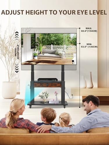 Rolling TV Stand with Power Outlet for 32-75 Inch Flat/Curved Screen, view 5