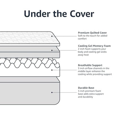 Medium-Firm Memory Foam Mattress, Cooling Gel, Breathable, view 5