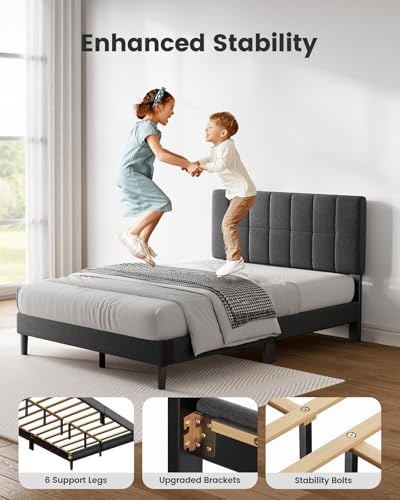 Amada Queen Bed Frame Upholstered Platform Bed with Adjustable Headboard, view 4