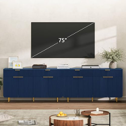 58 Inch Fluted Sideboard Buffet Cabinet with Storage, Blue, view 5