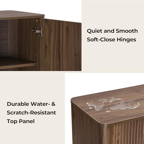 CHITA 62" Fluted Sideboard Buffet Cabinet with 3 Drawers, Walnut, view 5