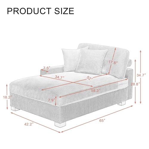 Chaise Lounge Chair Indoor, Oversized Upholstered Sofa Bed for Living Room, view 3