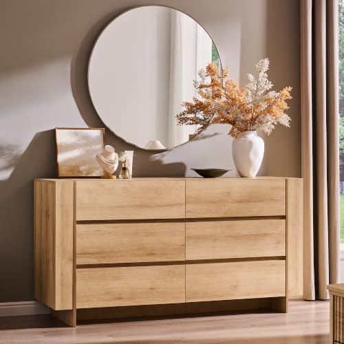 60" Modern 6 Drawer Dresser for Bedroom, 20" Depth for More Storage, view 2