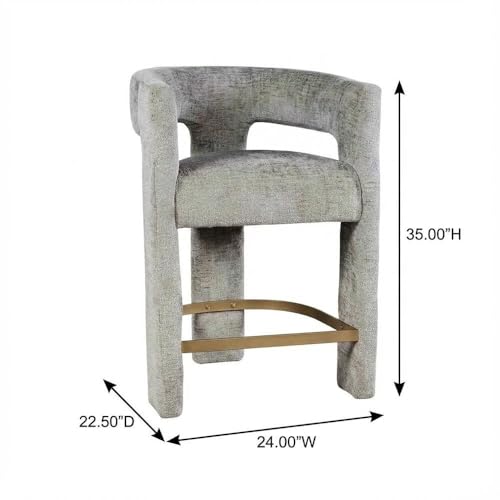 Jofran Gwen Gray Upholstered Counter Stool with Arms – Versatile Barstools – Stylish Seating for Kitchen Dining Room or Home Bar, Natural, Modern Counter Stools,Set of 4