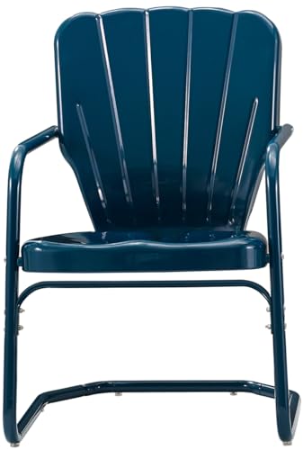 Ridgeland 2-Piece Outdoor Chair Set, Retro Metal Patio Chairs for Dining, Porch, Deck, Navy