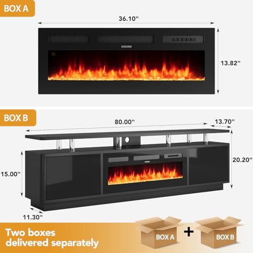 MXV 80" Fireplace TV Stand for TVs Up to 90", view 3