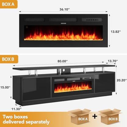 MXV 80" Fireplace TV Stand for TVs Up to 90", view 3