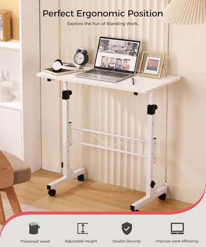 Standing Desk Adjustable Height, Mobile Stand Up Desk with Wheels, view 3