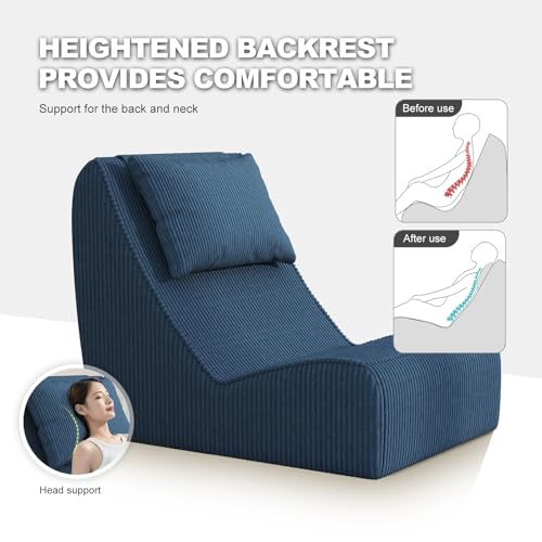 Chaise Lounge Chair with Ottoman,Giant Corduroy Bean Bag Chair for Adults, view 6