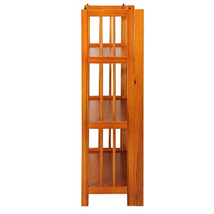 3-Shelf Folding Stackable Bookcase (27.5" Wide)-Honey Oak
