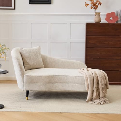 61" Boucle Curved Chaise Lounge Indoor with Pillow, view 4