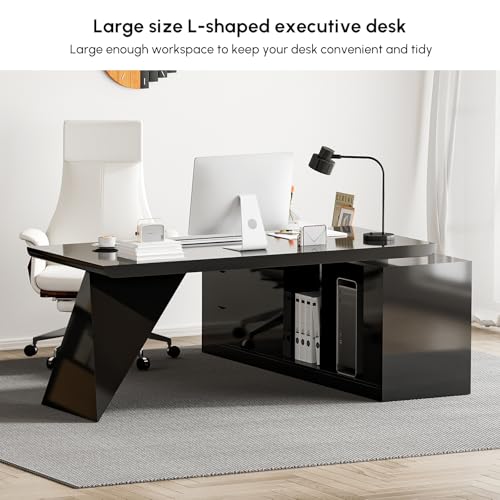 70.9" Modern L-Shape Executive Desk, view 4