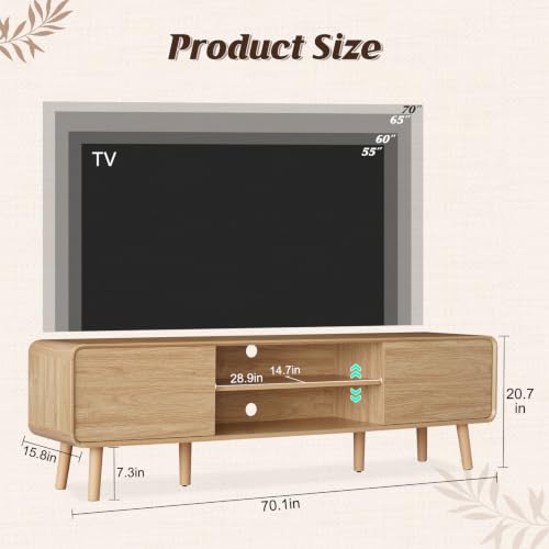 70" Mid Century Modern TV Stand for Tvs up to 80", view 3