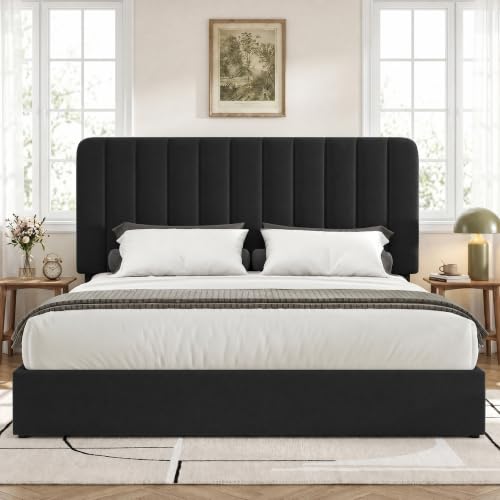 Queen Size Upholstered Bed Frame with 4 Drawers and Headboard, view 6