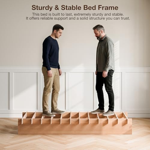 Screwless Twin XL Size Platform Bed with Wooden Slats/No Box Spring Needed/Easy, view 7