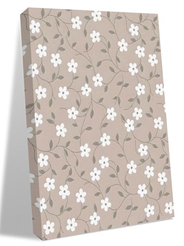 NuYeBiofx Summer Flower Leaf on Light Khaki Canvas Wall Art Prints,40"x28" Framed Picture Artwork Watercolor Rustic Plant Printed Canvas Oil Painting for Living Room Bedroom Office,Ready to Hang