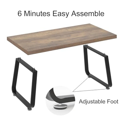 47" Rustic Industrial Coffee Table - Farmhouse Modern Minimalist Center Table with Wood & Metal Legs,Cocktail Table for Living Room, Bedroom, Home Office, Rustic Oak