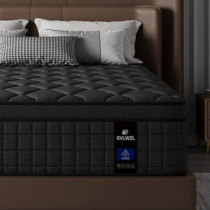 12 Inch Queen Mattress, Medium Firm Hybrid Queen Mattresses, Memory Foam Mattress in a Box with Individually Wrapped Pocket Springs, Reinforced Edge Support, Pressure Relief, Motion Isolation