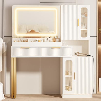 42" Modern Makeup Vanity Desk with Mirror and Lights, view 3