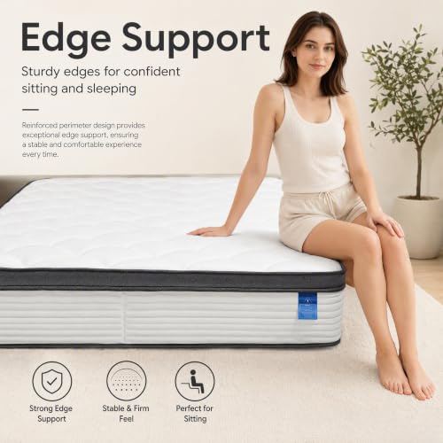 Queen Hybrid Mattress, 8/10/12/14 Inch Pocket Coil Gel Memory Foam, Medium‑Firm, view 5