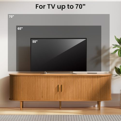 63 Inch Mid Century Modern TV Stand with Power Outlet for TVs up to 70 Inch, view 4