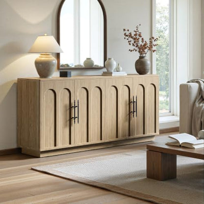 67" Arched Oak Sideboard Buffet Cabinet with Storage, view 7
