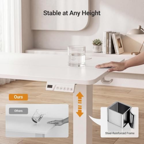 40 x 24 Inch White Electric Standing Desk, view 6