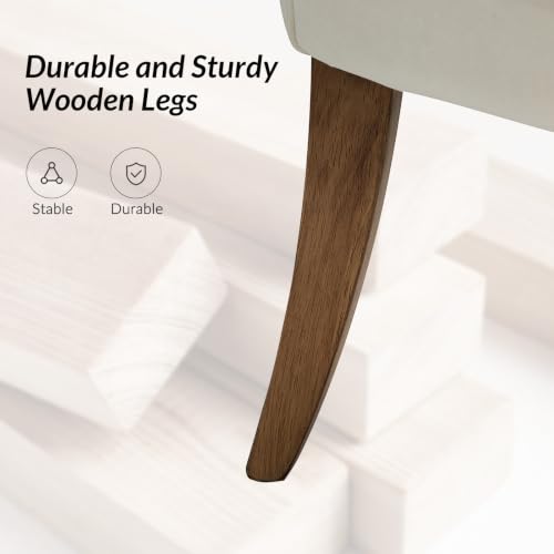 Modern Velvet Vanity Chair with with Solid Wood Legs, Upholstered Vanity Stool with Low Back, Small Makeup Chair Home Decor for Bedroom Living Room Dressing Table, Women Girls