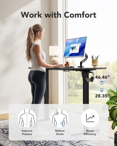 Electric Standing Desk, Whole Piece Desktop, Adjustable Height Computer Desk, view 7