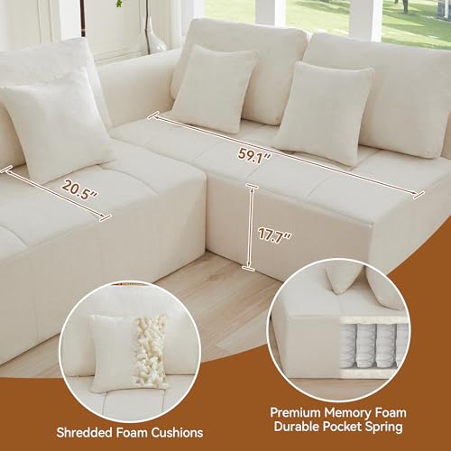 170'' Boneless Modular Couches for Living Room, Compressed Cloud Sectional Modern Sofa, L Shaped 7 Seater Upholstered Memory Foam Oversized Sofa, No Assembly, Chenille Beige