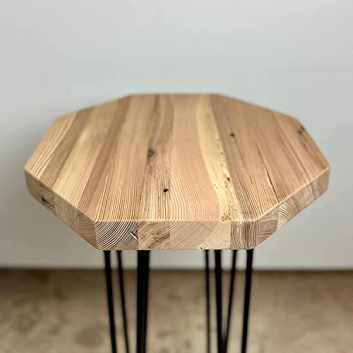Reclaimed Wood Hairpin Leg Table | 16" Rustic Small Barnwood Tables Hair Pin Legs Side Table, Plant Stand, End Table, Nightstand (Early American, 16" Leg Height)