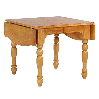 5 Piece Drop Leaf Extension Dining Set with Keyhole Chairs