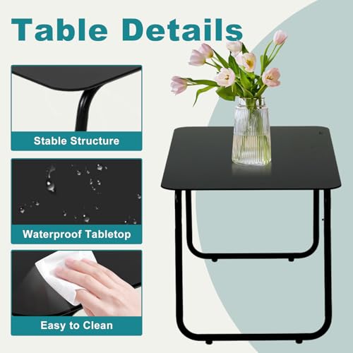 4 Piece Patio Furniture Set, Outdoor Patio Furniture Set with Table and Chairs, Sectional Bistro Sets for Lawn, Garden, Balcony, Pool, Poolside Black