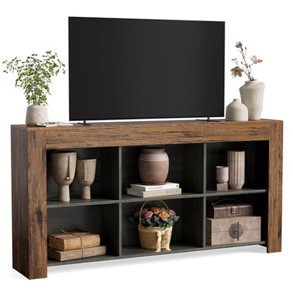 TV Stand with Storage, 63-Inch Entertainment Center with Shelves, view 2