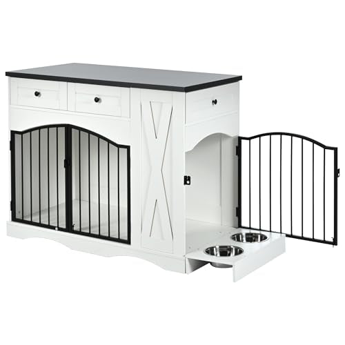 43.3" Farmhouse Dog Crate Furniture, Heavy Duty Dog Crate with Drawers, view 8