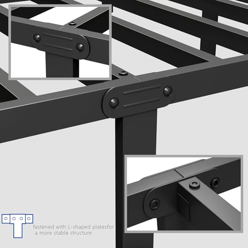 Full Metal Bed Frame with Headboard and Footboard Steel Slat Support, view 5
