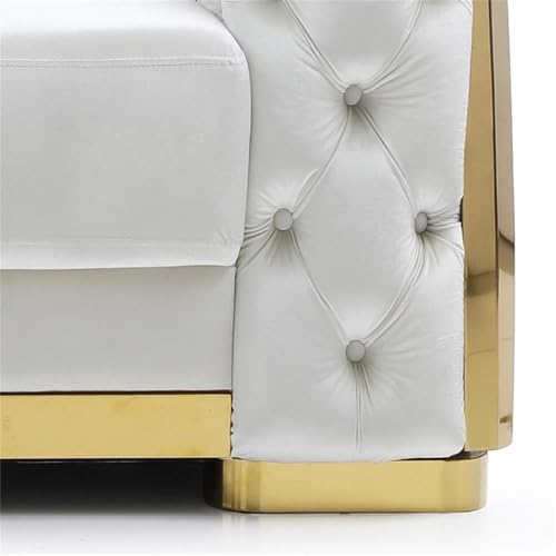 Glory Furniture Lexi 19" H Modern Velvet Upholstered Accent Chair in Ivory/Gold