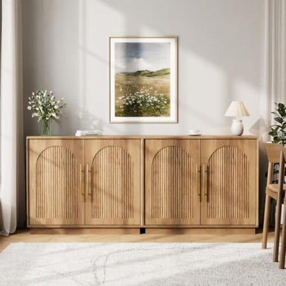 Fluted Sideboard Buffet Cabinet with Storage, view 2