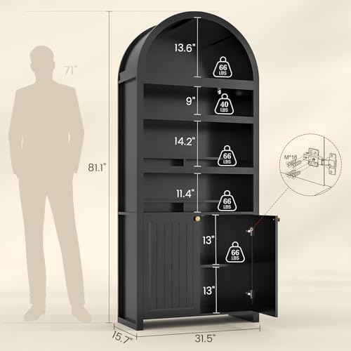 81" Tall Arched Cabinets, Bookcase with storage, view 3